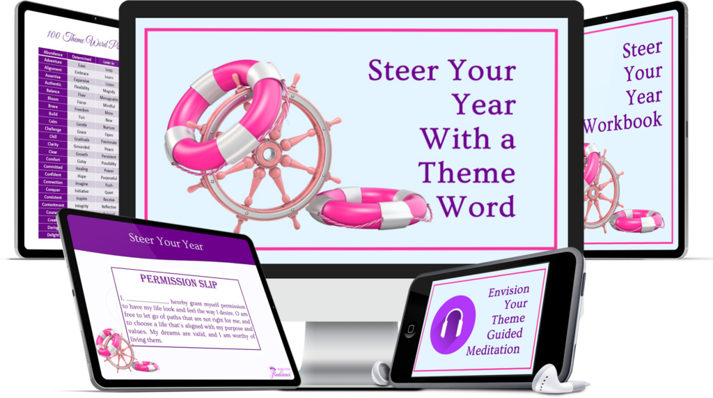 mockup for steer your year with a theme word